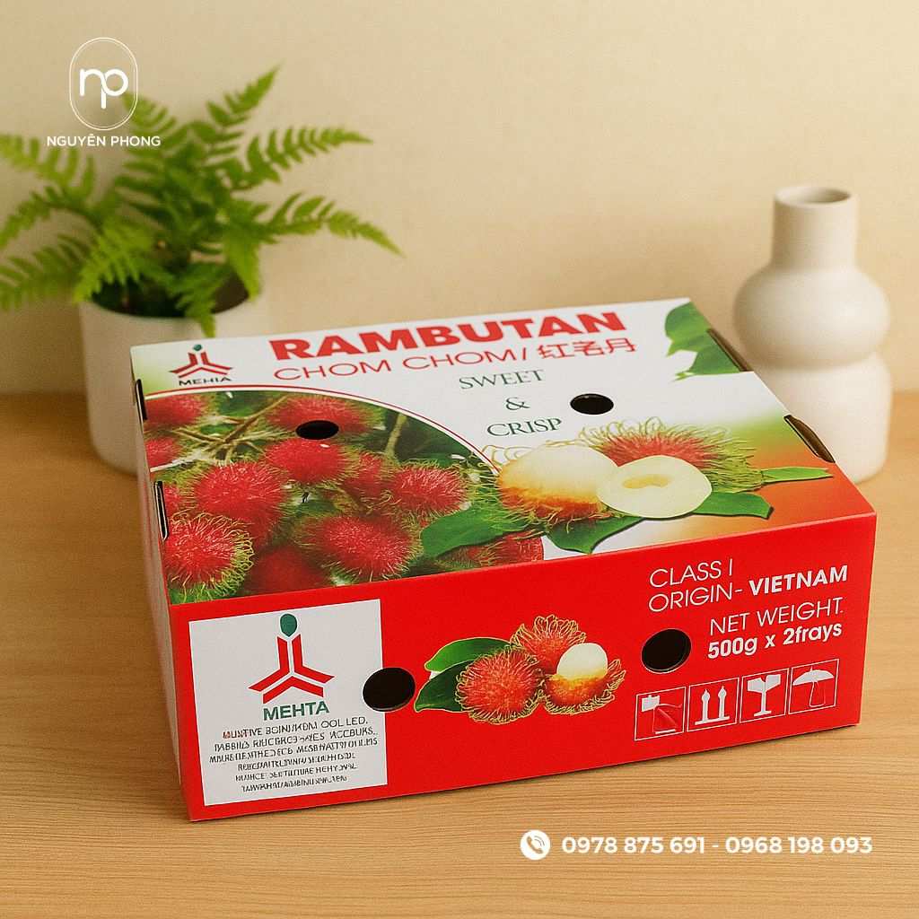 Mẫu thùng carton đựng chôm chôm